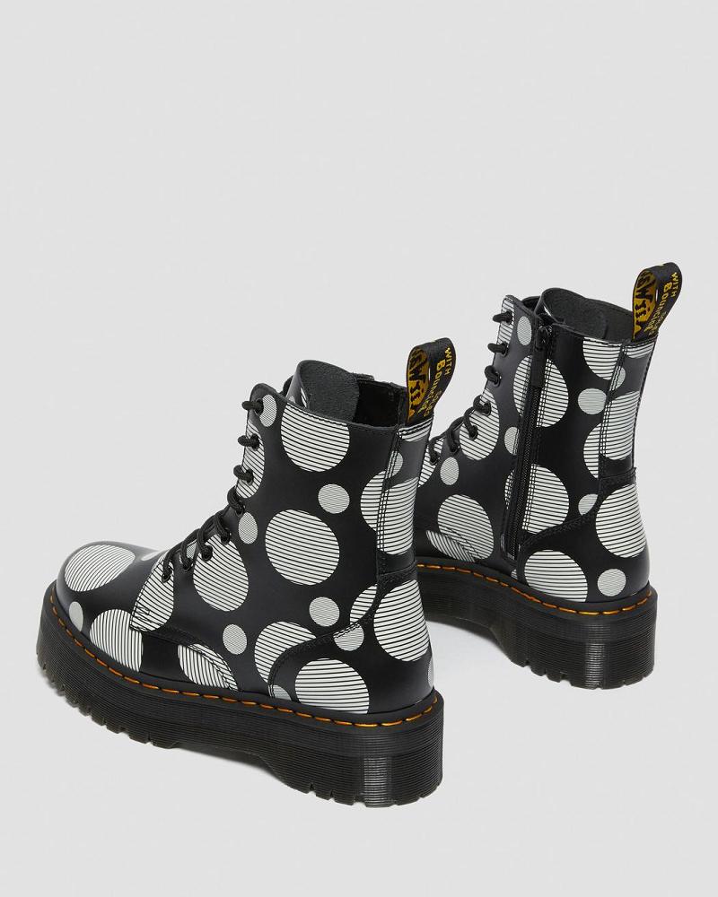 Botas Plataforma Dr Martens Jadon Polka Dot Smooth Cuero Hombre Negros | MX 252XYU